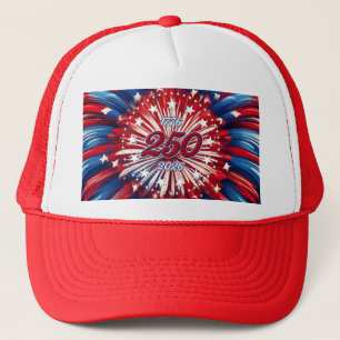 Amerika's 250e verjaardag 1776-2026 RWB-Vuurwerk Trucker Pet
