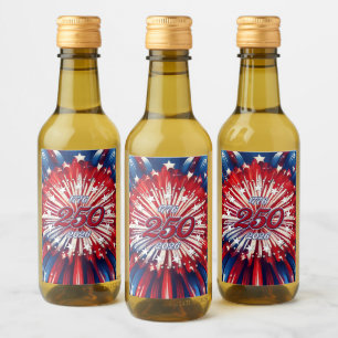 Amerika's 250e verjaardag 1776-2026 RWB-Vuurwerk Wijn Etiket