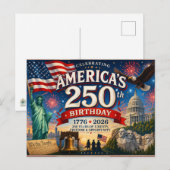 Amerika's 250e verjaardag 4 juli briefkaart (Voorkant / Achterkant)
