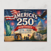 Amerika's 250e verjaardag 4 juli briefkaart (Voorkant)