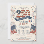 Amerika's 250e verjaardag 4 juli-feest kaart (Voorkant)