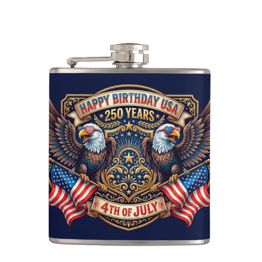 Amerika's 250e verjaardag adelaars heupfles (Voorkant)