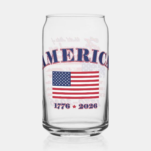 Amerika's 250e verjaardag blikvorm glas (Achterkant)