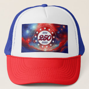 Amerika's 250e verjaardag Grafische vuurwerk wolke Trucker Pet