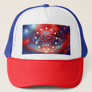 Amerika's 250e verjaardag Grafische vuurwerk wolke Trucker Pet