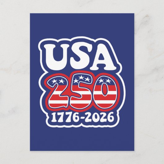 Amerika's 250e verjaardag - Groovy USA 250 Briefkaart (Voorkant)