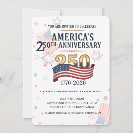 Amerika's 250e verjaardag Independence hall Gala Kaart (Voorkant)