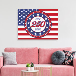 Amerika's 250e verjaardag met de vlag van de VS Canvas Afdruk