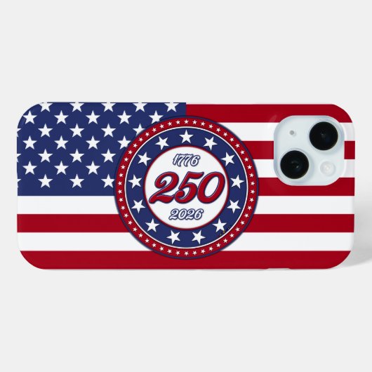 Amerika's 250e verjaardag met de vlag van de VS Case-Mate iPhone Case (Achterkant (horizontaal))