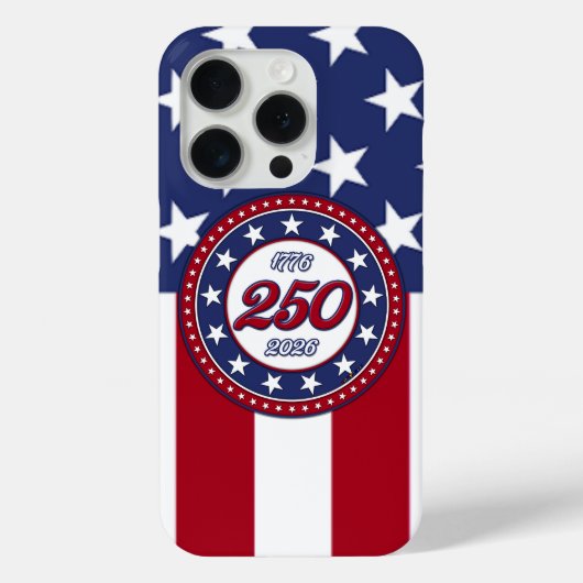 Amerika's 250e verjaardag met de vlag van de VS Case-Mate iPhone Case (Achterkant)