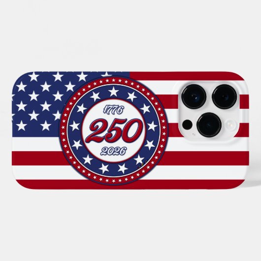 Amerika's 250e verjaardag met de vlag van de VS Case-Mate iPhone Case (Achterkant (horizontaal))