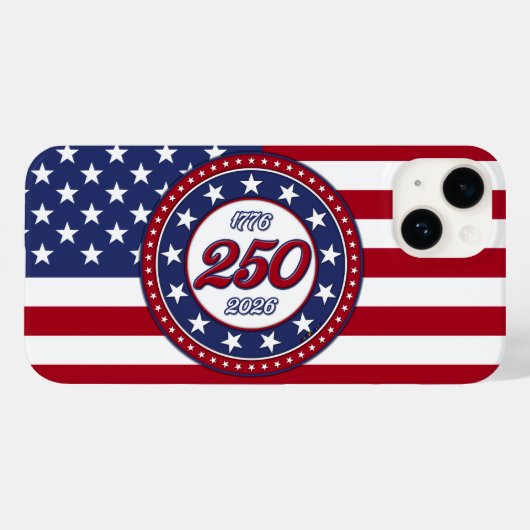 Amerika's 250e verjaardag met de vlag van de VS Case-Mate iPhone Case (Achterkant (horizontaal))