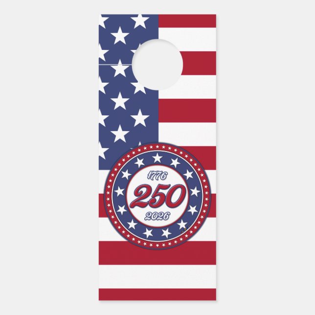 Amerika's 250e verjaardag met de vlag van de VS Deurhanger (Voorkant)