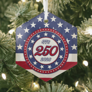 Amerika's 250e verjaardag met de vlag van de VS Glas Ornament