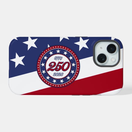 Amerika's 250e verjaardag met de vlag van de VS iPhone 15 Case (Achterkant horizontaal)