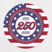 Amerika's 250e verjaardag met de vlag van de VS Labels (Design 1)