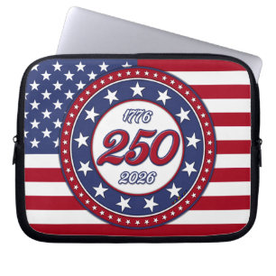 Amerika's 250e verjaardag met de vlag van de VS Laptop Sleeve