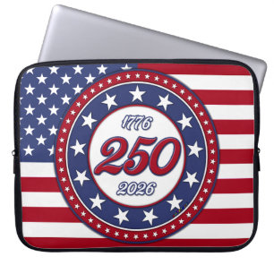 Amerika's 250e verjaardag met de vlag van de VS Laptop Sleeve