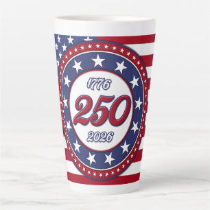 Amerika's 250e verjaardag met de vlag van de VS Latte Mok