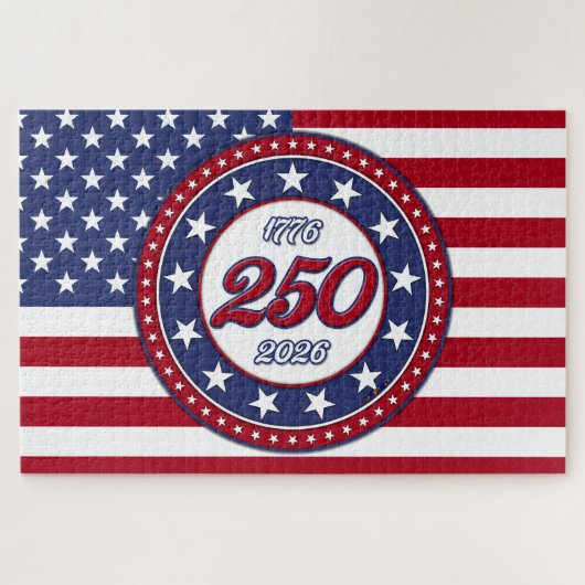 Amerika's 250e verjaardag met de vlag van de VS Legpuzzel (Horizontaal)