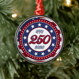 Amerika's 250e verjaardag met de vlag van de VS Metalen Ornament