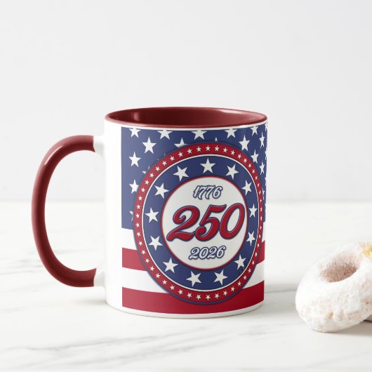 Amerika's 250e verjaardag met de vlag van de VS Mok (Met donut)