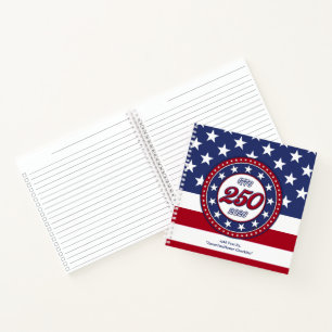 Amerika's 250e verjaardag met de vlag van de VS Notitieboek