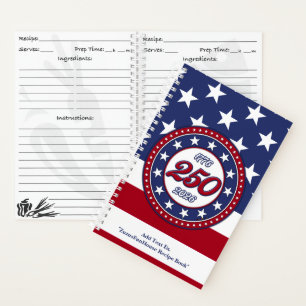 Amerika's 250e verjaardag met de vlag van de VS Notitieboek
