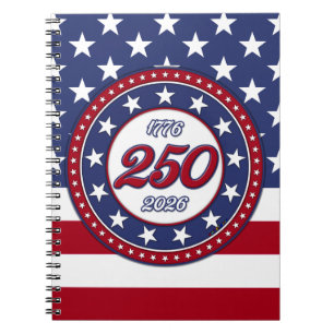 Amerika's 250e verjaardag met de vlag van de VS Notitieboek