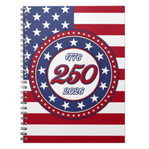 Amerika's 250e verjaardag met de vlag van de VS Notitieboek