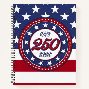 Amerika's 250e verjaardag met de vlag van de VS Notitieboek