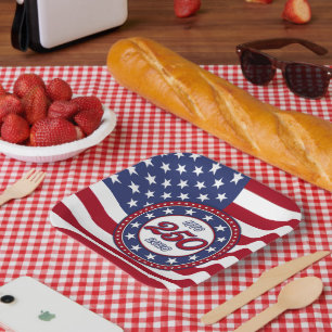 Amerika's 250e verjaardag met de vlag van de VS Papieren Bordje