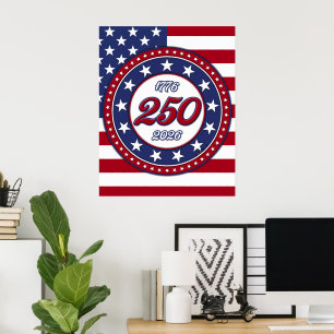Amerika's 250e verjaardag met de vlag van de VS Poster
