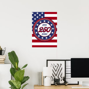 Amerika's 250e verjaardag met de vlag van de VS Poster