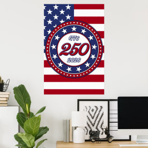 Amerika's 250e verjaardag met de vlag van de VS Poster