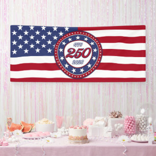 Amerika's 250e verjaardag met de vlag van de VS Spandoek