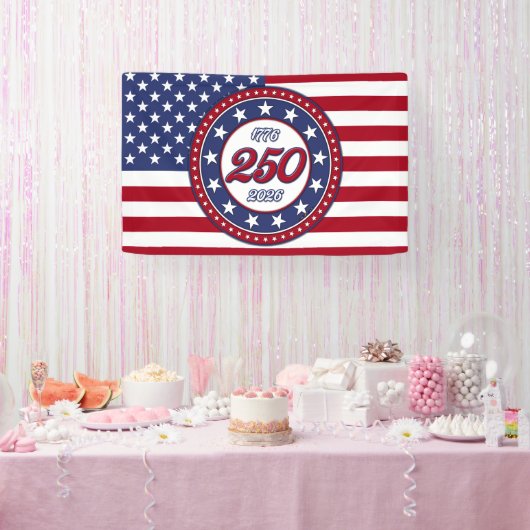Amerika's 250e verjaardag met de vlag van de VS Spandoek (Feest)