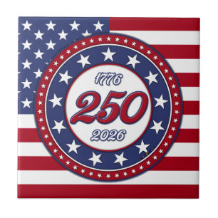 Amerika's 250e verjaardag met de vlag van de VS Tegeltje
