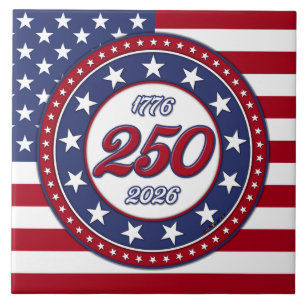Amerika's 250e verjaardag met de vlag van de VS Tegeltje