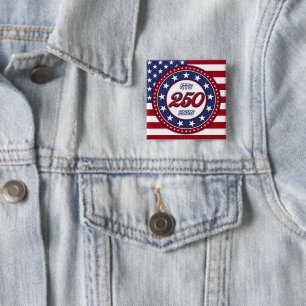 Amerika's 250e verjaardag met de vlag van de VS Vierkante Button 5,1 Cm