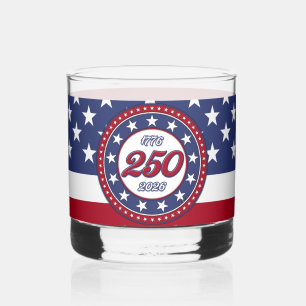 Amerika's 250e verjaardag met de vlag van de VS Whisky Glas