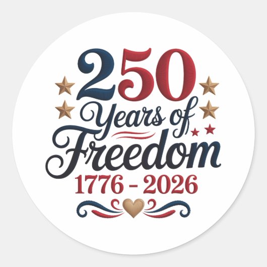 Amerika's 250e Verjaardag Ronde Sticker (Voorkant)