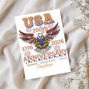 Amerika's 250e verjaardag steenarend 4 juli Feestdagenkaart