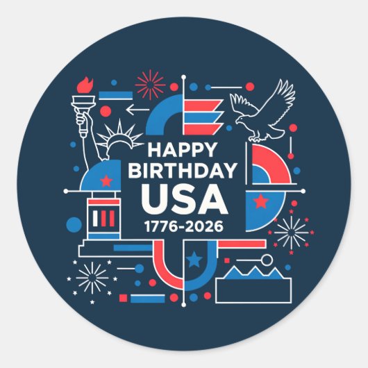Amerika's 250e verjaardag V2 Ronde Sticker (Voorkant)