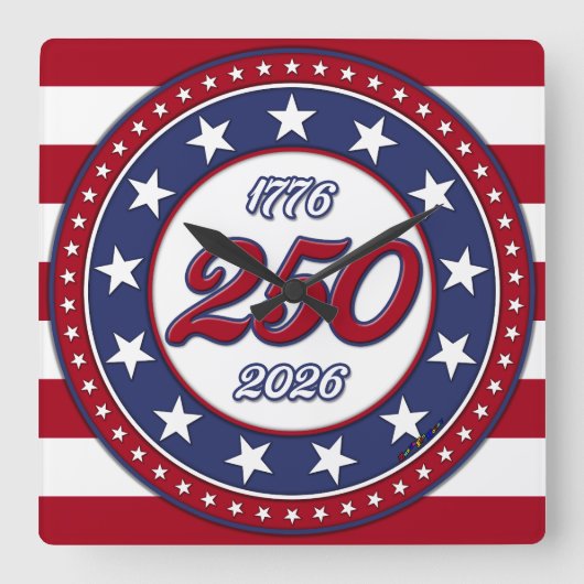 Amerika's 250e verjaardag vierkante klok (Voorkant)