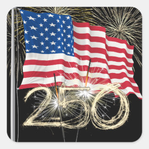 Amerika's 250e verjaardag Vonken en vuurwerk Vierkante Sticker