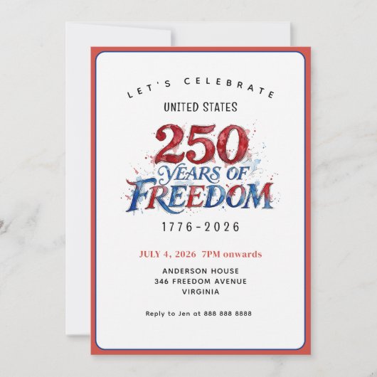 Amerika's 250e verjaardagsfeest kaart (Voorkant)