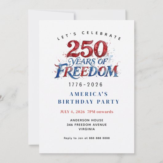 Amerika's 250e verjaardagsfeest  kaart (Voorkant)