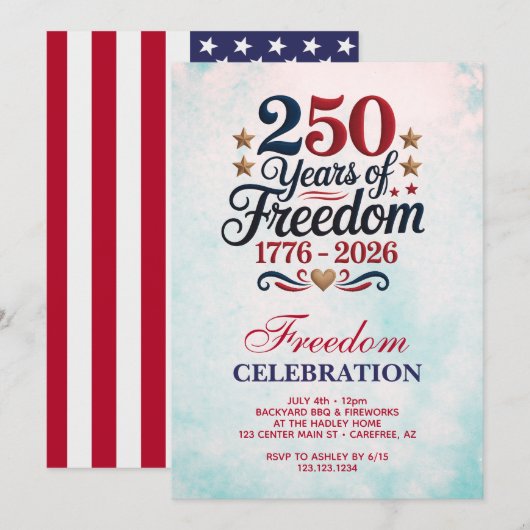 Amerika's 250e Verjaardagsfeest Kaart (Voorkant / Achterkant)