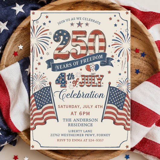 Amerika's 250e verjaardagsfeest uitnodiging